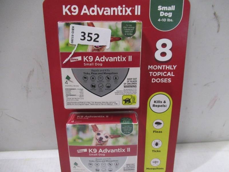 NEW K9 Advantix II Monthly Flea & Tick Prevention for Small 4-10lbs Dogs - 8 Monthly Doses