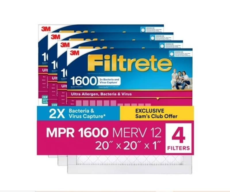 NEW 3M Filtrete Air Filters Allergen Bacteria and Virus (4 pack) - 20x20x1