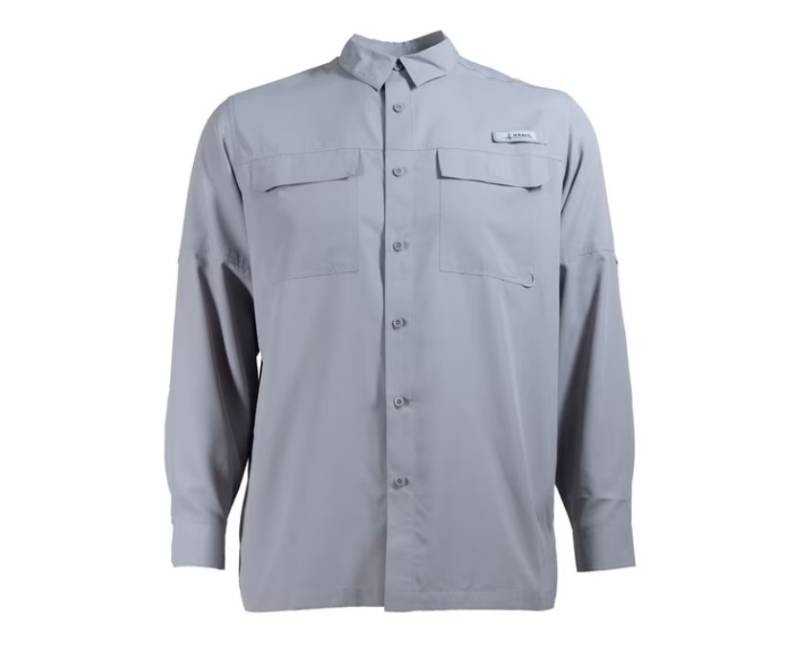 NEW Habit Mens Long Sleeve 50 UPF Fishing Shirt - Dolphin Gray - SMALL