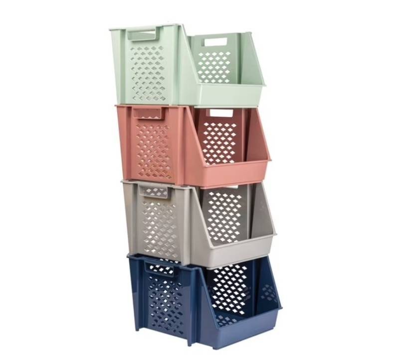 NEW GreenMade InstaStack Stackable Storage Bins, 4 Pack, Assorted Colors
