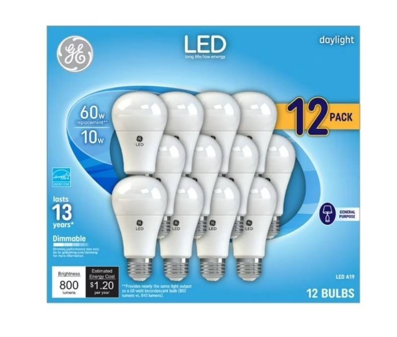 NEW GE Daylight LED 60W Equivalent General Purpose A19 Light Bulbs 12 pk.
