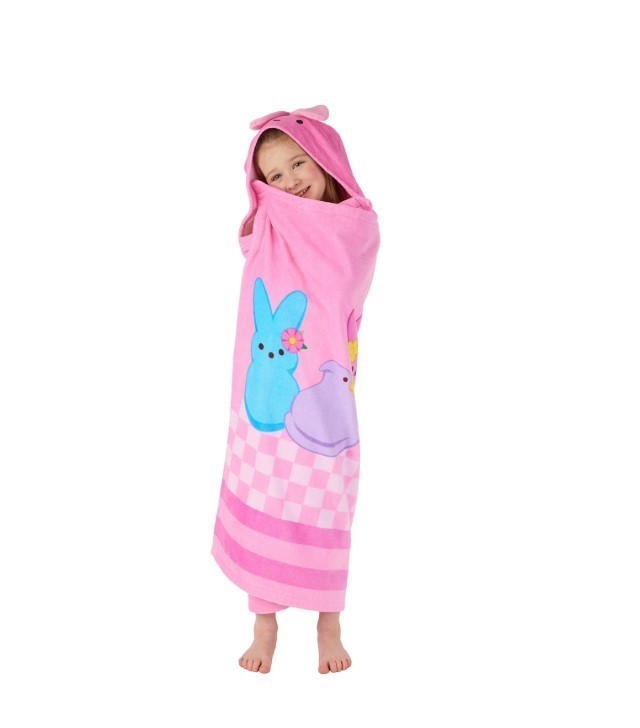 NEW Kids Character 100% Cotton Hooded Towel With Hand Pockets - Peeps