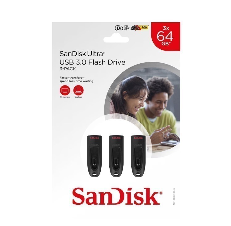 NEW SanDisk 64GB Ultra USB 3.0 Flash Drive 3 Pack