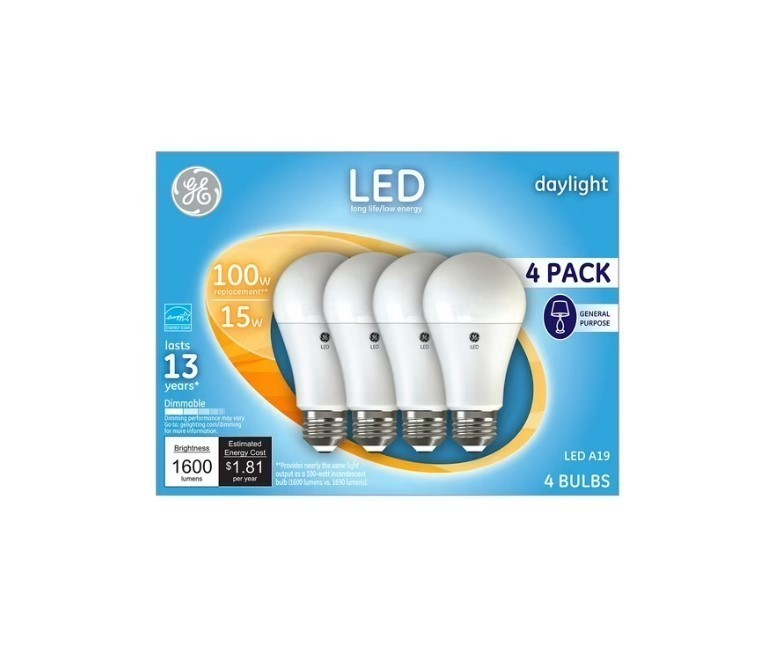 NEW GE Daylight LED 100W Replacement Indoor General Purpose A19 Light Bulbs (4 pk.)