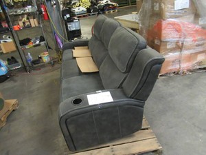 Powered Gray Leather Couch - UNTESTED - Missing Power Adapter