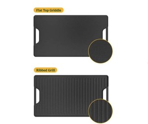 NEW Cuisinart Reversible 18 x 10.25 Cast Iron GrillGriddle Plate
