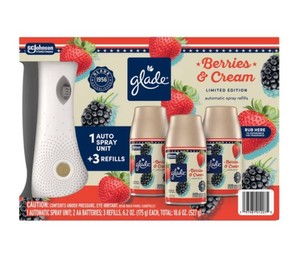 NEW Glade Automatic Spray Air Freshener Americana Collection, Berries & Cream, 1 Holder  3 Refills