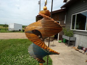 Wind Spinner Wood Spinner with Loon Painted on It