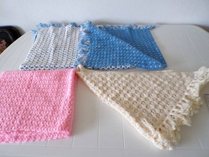 2 - New Handmade Crochet Baby Blankets & 1 - Shawl for Mom