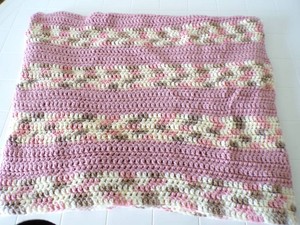 Afgan - Crochet Blanket PinksBrownBeige 48 x72