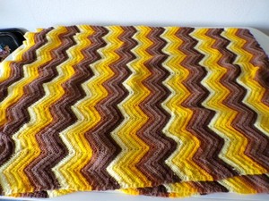 Large Afgan Crochet Browns & Yellows 76 x 104