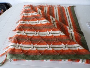 Afgan Crochet OrangeBrownWhiteGreen 57 x 59