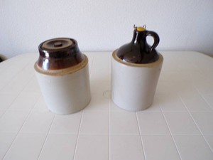 Antique Stoneware Jug & Jar wLid - Heavy