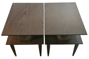 Ll-FR - Pair of Mid Century Modern Two Tiered End Tables