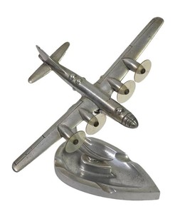Ll-FR - Vintage Airplane Ashtray Aluminum Aircraft