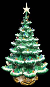 Ll-FR - Vintage Ceramic Christmas Tree With Lights