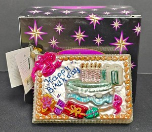 Ll-FR - Christopher Radko Happy Birthday Postcard Ornament New in Box