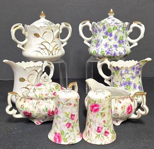 Ll-FR - Vintage China Sugar & Creamer Sets - Lefton (Lot of 3)