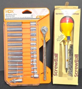 Ll-FR - Tool Sets - HDX 28-Piece 14 in Ratchet Set & Sears 3107 Ratchet ScrewdriverNutdriver (Lot of 2)