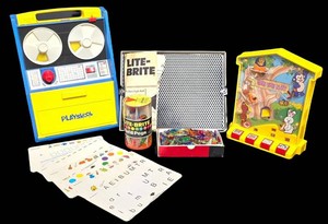 LL-BR - Vintage Toys Mixed Lot Playskool Lite-Brite Pass-The-Nuts