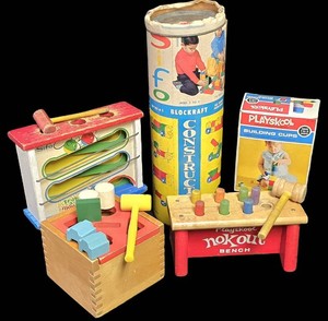 LL-BR - Vintage Educational Toy Mixed Lot Playskool Sifo Blockraft Trak-A-Mouse