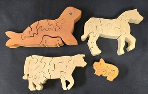 LL-BR - Wooden Animal Puzzles (Lot of 4)