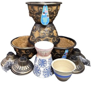 LL-BR - Mixed Planter Lot AquaSav Coco Liners & Ceramic Planters