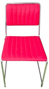 LL-L - Metal Dining Chair Red Upholstered Seat & Back
