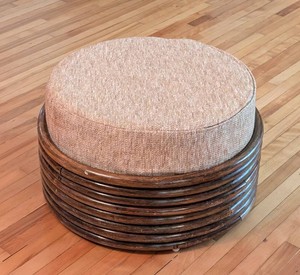 LR - Vintage Rattan Ottoman 13 in X 20 in