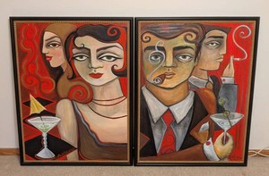 BR - Framed Canvas Prints - Amy Lynn Pair of Signed Mixed-Media Works