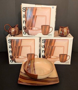 SR - Sango Dinnerware Set Service for Twelve Avanti Brown 4722-16 (Lot of 3)