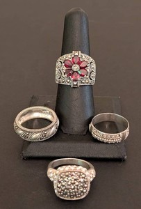 DR - Sterling Silver Rings Size 7-8 (Lot of 4)
