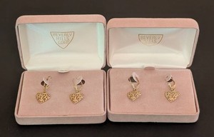 DR - 14K Gold Heart Earrings Beverly Hills Gold (Lot of 2 Pairs)