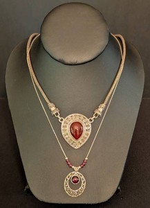 Sterling Silver Stone Necklace Pair 925