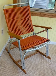 SR - Vintage Patio Rocking Chair Orange Sling Aluminum