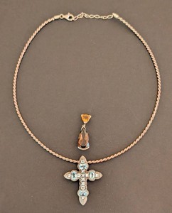 DR - Sterling Silver Necklace With Two CZ Pendants 18in