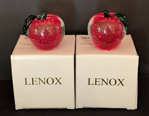 LR - Vintage Lenox Glass Apples Orchard Glory Pair