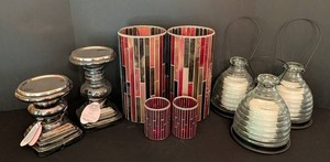 LR - Candle Holder Mixed Lot - Mosaic, Chrome & Clear Lanterns