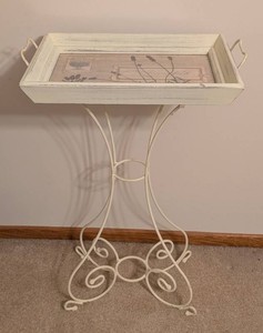 BR - Accent Table - Tray Top Painted Metal Stand