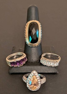 DR - Sterling Silver Gemstone Ring Set 4-Piece Size 8