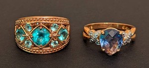 DR - Sterling Silver Gemstone Rings Pair Sizes 8 & 10