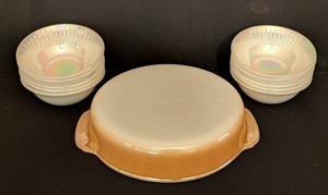 SR - Vintage Fire King Fire-Proof Bowl Set With Casserole Dish (Lot of 11)