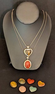 Sterling Silver Necklaces With Interchangeable Stones (Lot of 2)
