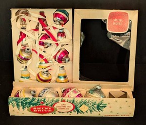 SR - Vintage Shiny Brite Glass Christmas Tree Ornaments Two Partial Packs
