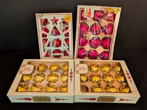 SR - Vintage Glass Christmas Ornaments 4-Pack (Lot of 4)