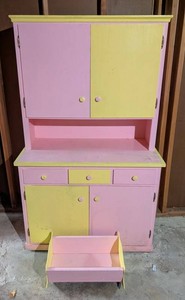 LL - Toy Cabinet & Cradle Painted Wood Cabinet