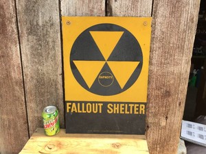 Vintage FALLOUT SHELTER Metal Sign 14 x 20