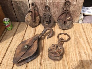 Group Old Block and Tackle Barn Pulleys