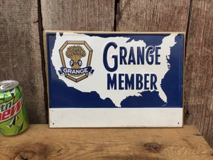 Vintage GRANGE MEMBER - Embossed Tin Sign 13 12 x 9 12