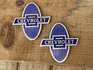 (2) Antique CHEVROLET Enamel Badges - C.L. AULD Co. 1929-1932